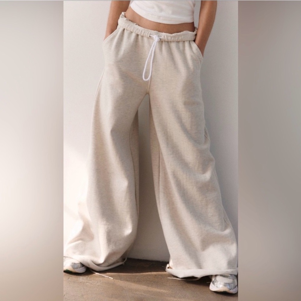 FP Movement For The Win Wide Leg Pants Oatmeal Heather